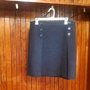 ANN TAYLOR SIZE 14 Elegant Black Nautical Looking Button-Detail Skirt